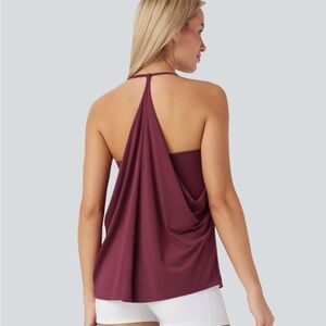 HALARA Burgundy Drape Back Tank Top